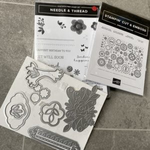 Needle & thread stamps, dies and embossing folder